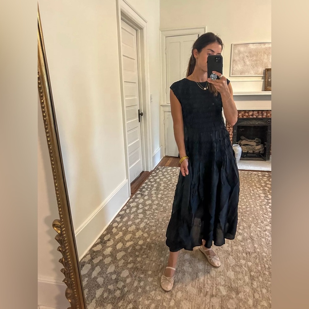 J.Crew Maude Smock Dress in drapey viscose twill black
